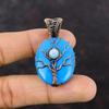 Древо жизни Спящая красавица Бирюзовый кулон Медная проволока обернутый драгоценный камень кулон Медная проволока ювелирные изделия ручной работы Радужный лунный камень кулон