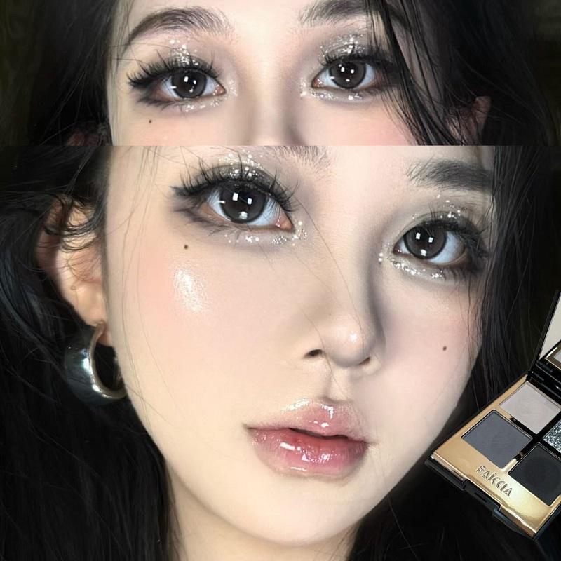 Faiccia Mojito Четырехцветная палитра теней для век в земляных тонах Smoky Eyeshadow Palette - Супер блестящие, матовые, перламутровые, темно-черные.