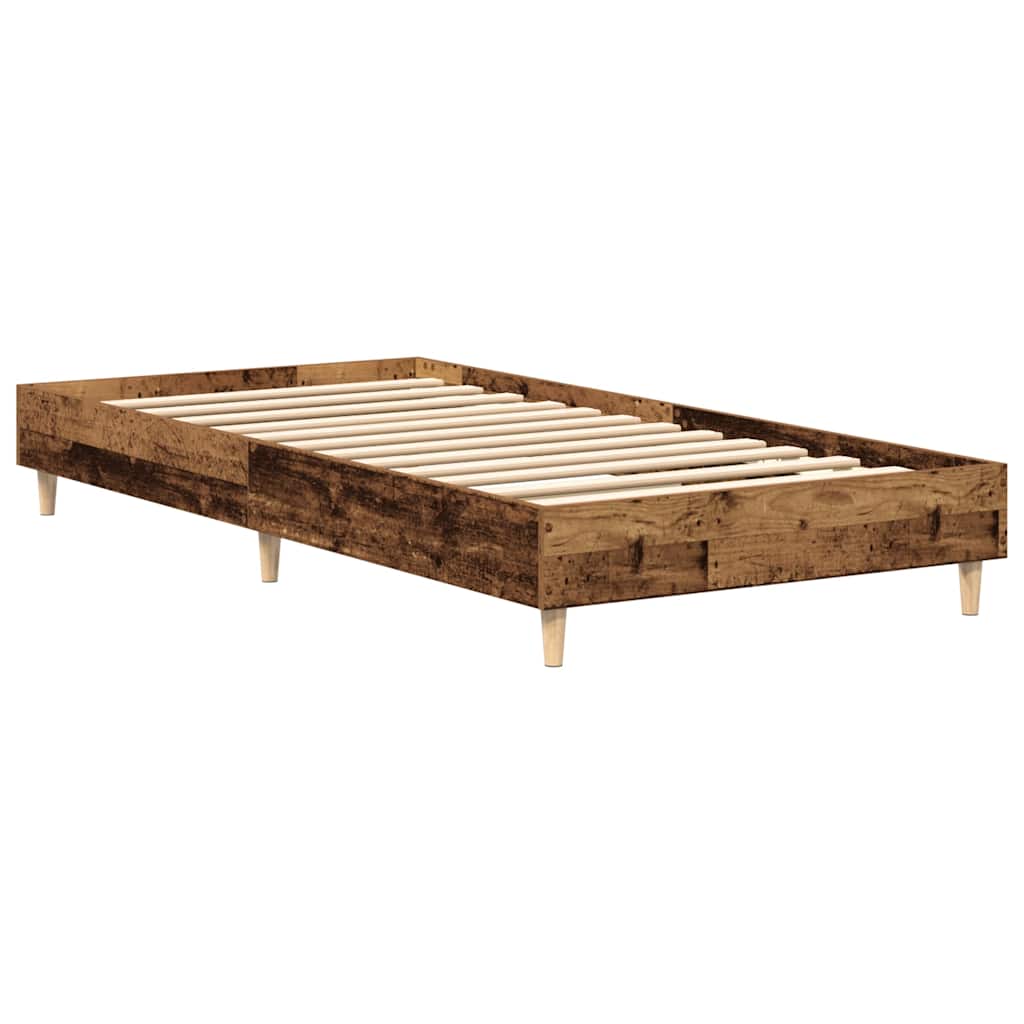 Bed Frame without Mattress Rustic Wood Look 100 x 200 cm Wood Based Material