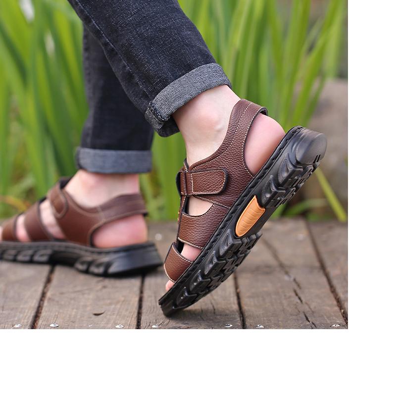 Мода натуральная кожа мужские сандалии мужская новая пляжная обувь тапочки из коровьей кожи уличные сандалии на толстой подошве для мужчин sandalias de plataforma