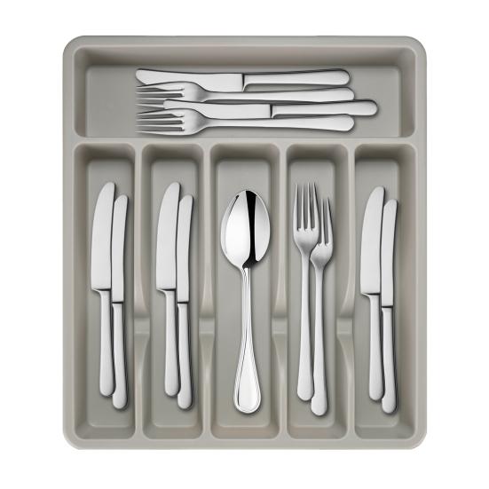 Cutlery Drawer Organizer Tray 6 Compartment Plastic Storage Box for Kitchen Utensils Forks Spoons Cutter Sturdy BPA-Free Divider Holder