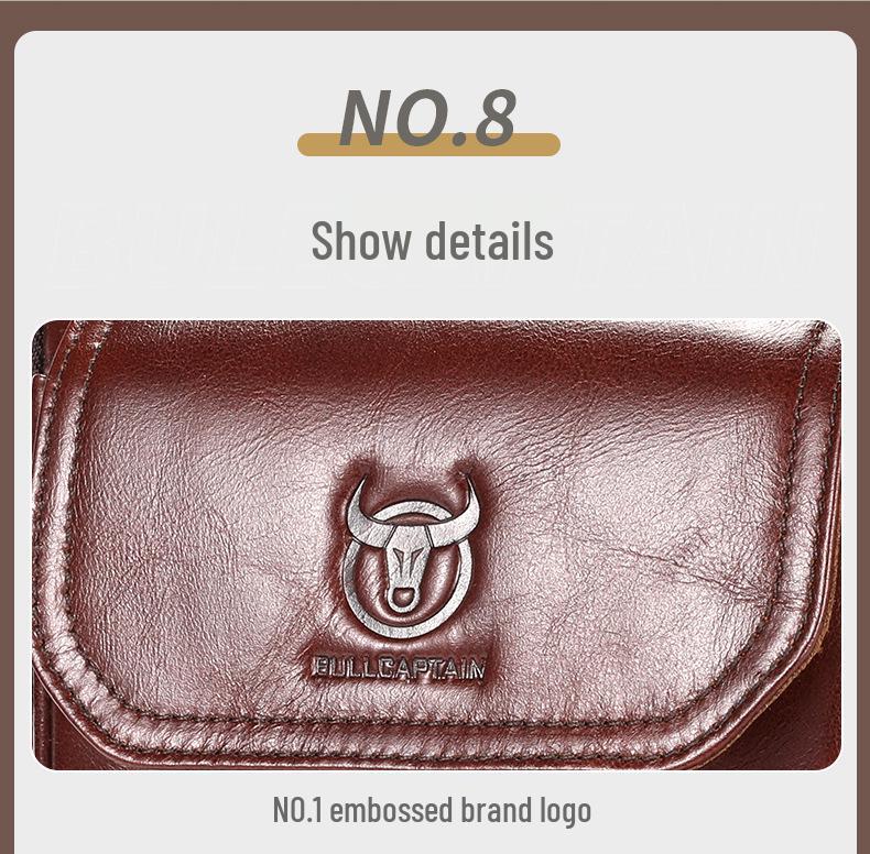 Мужская сумка кроссбоди BULLCAPTAIN из коровьей кожи - Ретро, Многофункциональная, Устойчивая к царапинам с защитой позвоночника