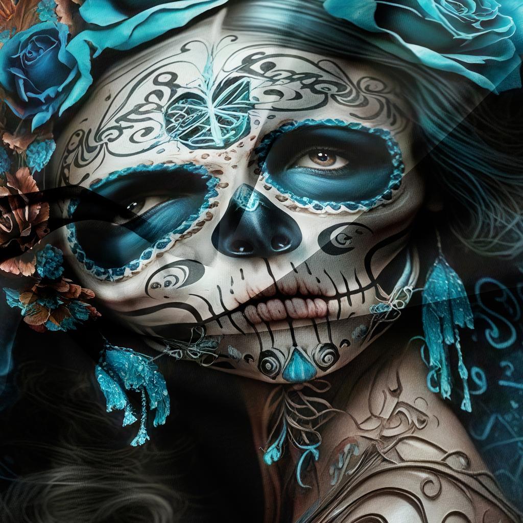 3 предмета Готический мексиканский сахарный череп Женщина Пододеяльник Постельное белье Цветочные и черепные узоры - Идеально для празднования Дня мертвых