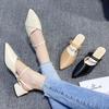 Thick Heel Cool Slippers Women's Summer New Bag Head Half Slippers Wear High Heels Women's Shoes Inside and Outside
