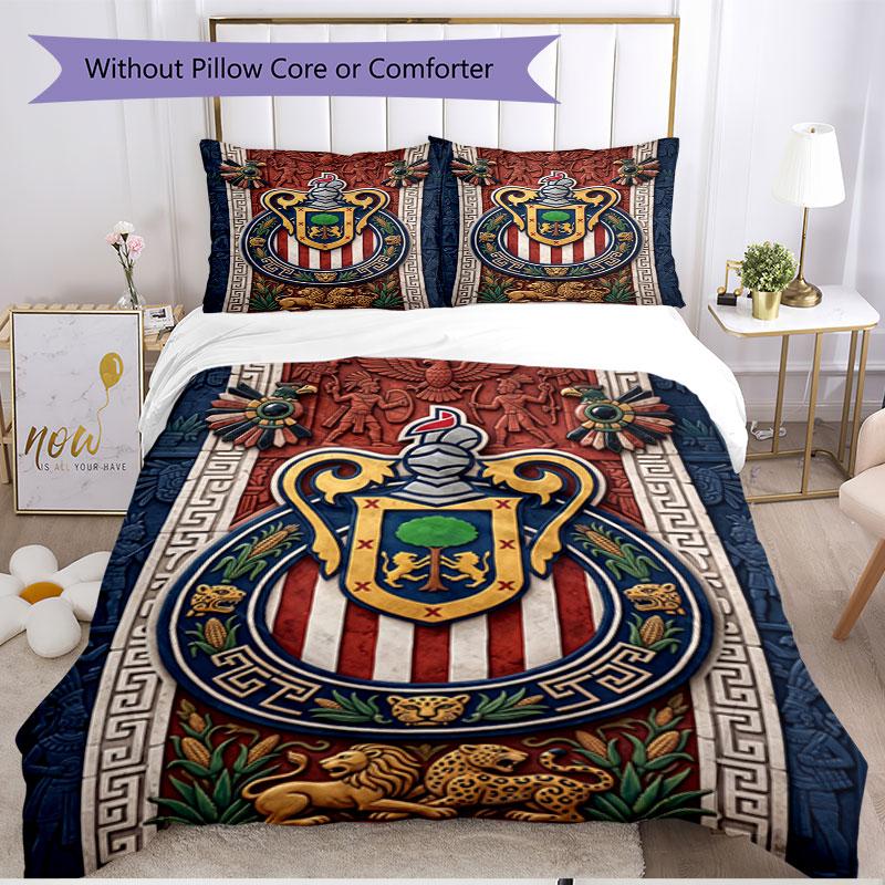 3pcs Duvet Cover Set (1*Duvet Cover + 2*Pillowcase, Without Core), Club Deportivo Guadalajara Print Soft All‑Season Bedding Set, Home Bedroom Decor Gi