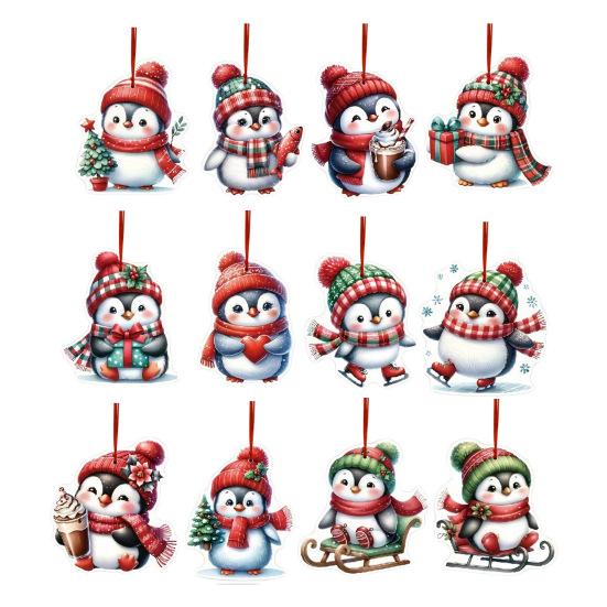 12/24/36 шт. Рождественские украшения деревянные мультяшные пингвины украшения для рождественской елки подвесные бирки для