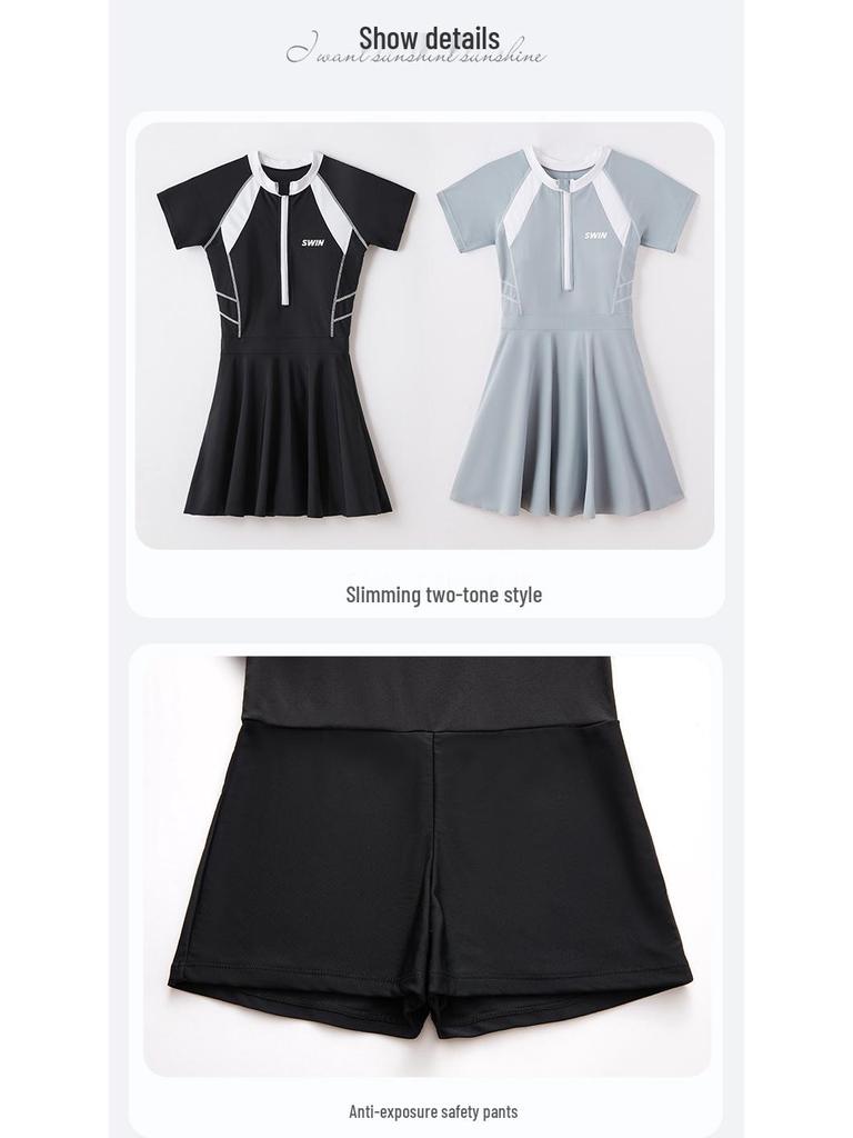 High-Waisted Slimming Women's Sporty Swim Skirt for Diving and Training