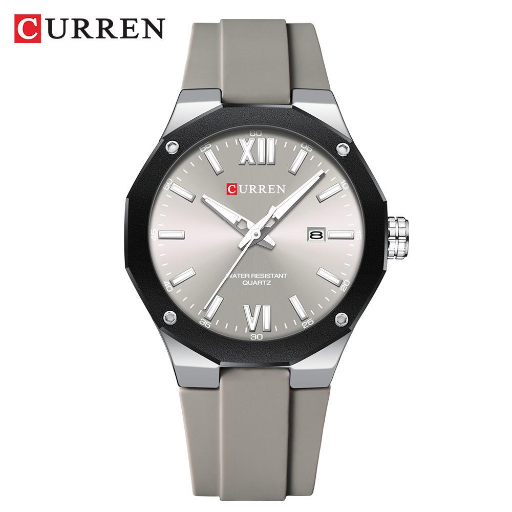 Мужские повседневные часы Curren 8465 с резиновым ремешком и календарем