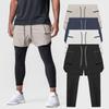 Men's Sports Trousers Woven Overalls Large Pocket Pants Breathable Sports Casual 2-in-1 Shorts Nine-Cent Leggings