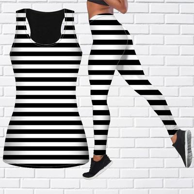 Экипировка для йоги с черным полосатым принтом для женщин, модные леггинсы для тренировок, спортивные повседневные штаны для фитнеса и йоги