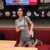 Hong Kong style retro summer round neck short sleeve careful machine waist drawstring irregular split T-shirt women's top
