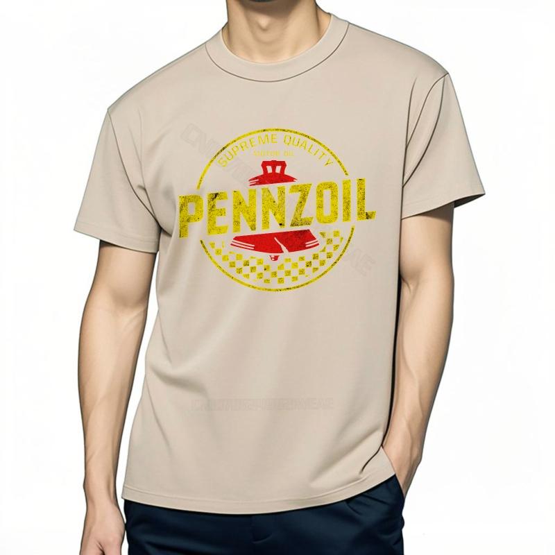 Teeshirts Soft Basic T Shirt Pennzoil Logo On Black Casual Plus Size Tshirt Classic Daily Wear Solid Color Tshirt