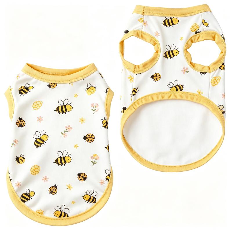 Pet Dog Vest White Orange Fox Print Comfortable Sleeveless Shirt for Small Medium Dogs Cute Woodland Theme Daily Wear