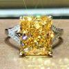Jewelry Rings, Luxury Four-Claw Square Diamond Zircon Rings For Women, Valentine'S Day Gift Accessories