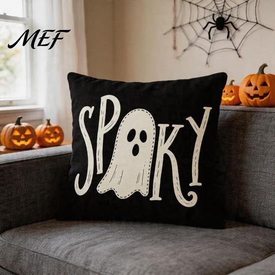 Halloween Ghost Cushion Cover Cover, Spooky Skull Throw Pillow 18x18 Holiday Party Inch Case for Living Room Sofa Couch Decor Theme Home