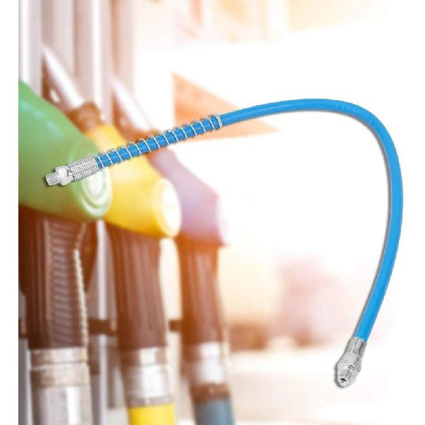Grease Gun Hose Grease Gun Kit 23.6 inches Heavy Duty Flexible Gun Whip Hose Coupler Extension Spring Flex Hose Blue