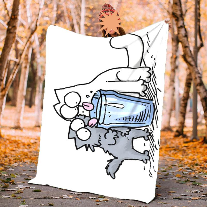 Simon'S Cat Flannel Blanket Soft Warm All-Season Throw, Design for Camping, Car Travel, Hiking Sofa, Bed, Office Perfect Gift for Parties