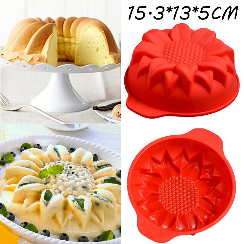 1Pc Silicone Cake Dessert Mold Sunflower Flower Shape Muffin Mousse Bakeware