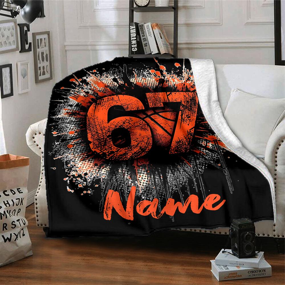Custom Name basketball Theme Printed Blanket - Perfect for Couch, Bed, Travel & Outdoor Use | Machine Washable, Cozy & Durable.