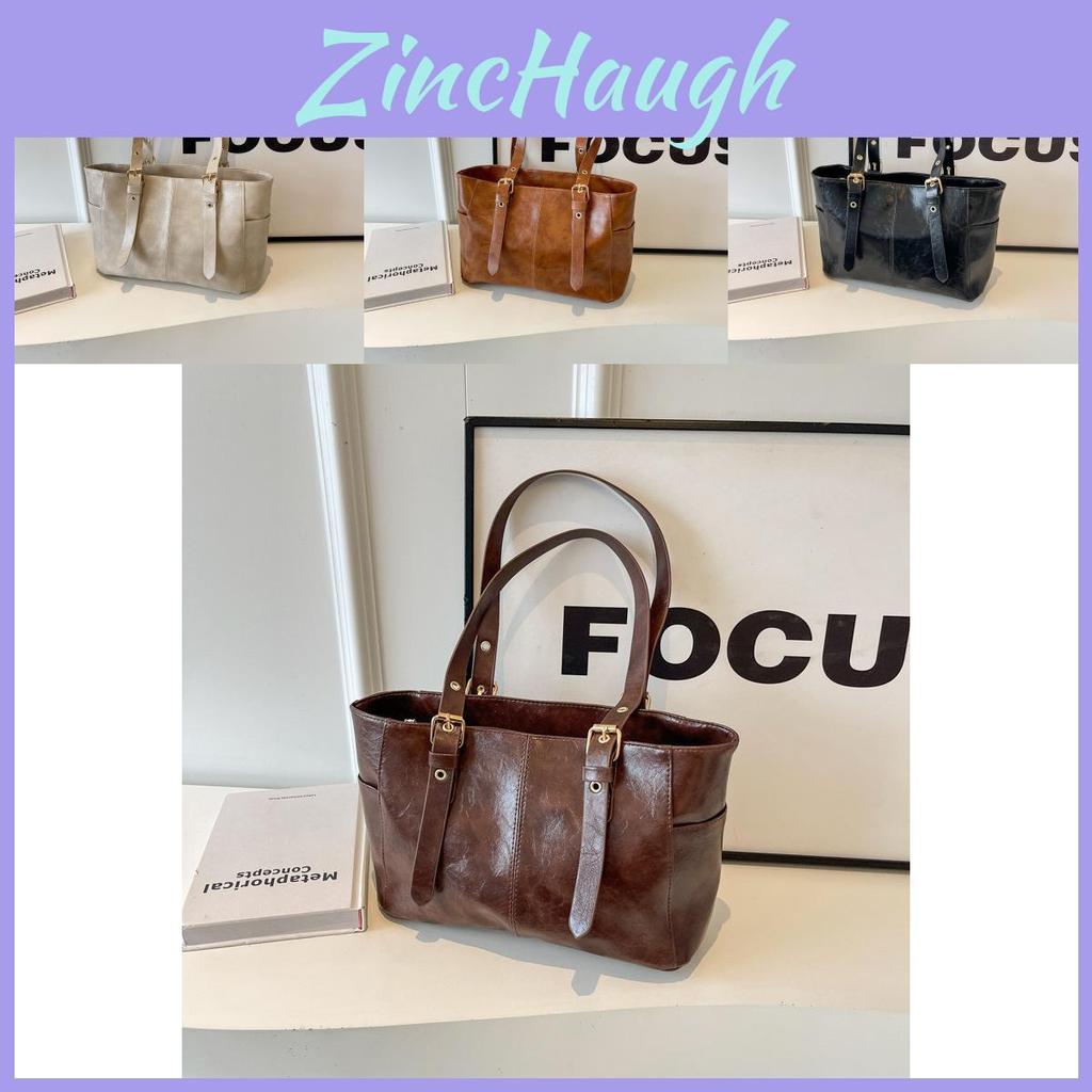 Casual Everyday Pu Leather Tote Bag For Women Fashionable Medium Sized With Polyester Lining