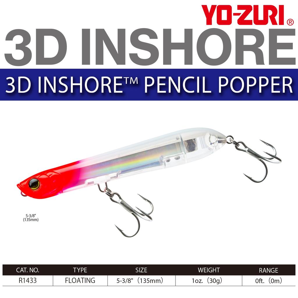 Saltwater Lure 3D Inshore Pencil Popper Floating 135mm Ghost Shad YO-ZURI Color