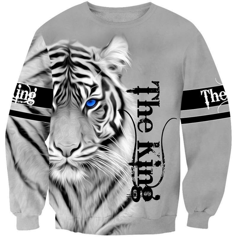Толстовки осень-зима тигр животных серии круглый вырез толстовка повседневный мужской пуловер топ 3D принт мужская толстовка