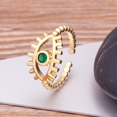 Fashion Bohemian Lucky Turkish Evil Eye Rhinestone Open Rings For Women Vintage Boho Adjustable Ring Copper Zircon Party Jewelry