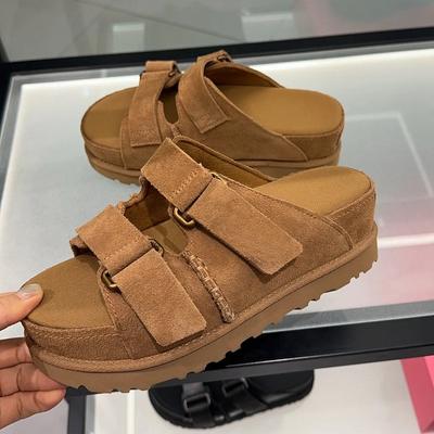 Новые тапочки на толстой подошве, женские, из натуральной кожи, с перекрестными ремешками, для отдыха, пляжная обувь, женские повседневные сандалии на плоской подошве, летние сандалии для женщин