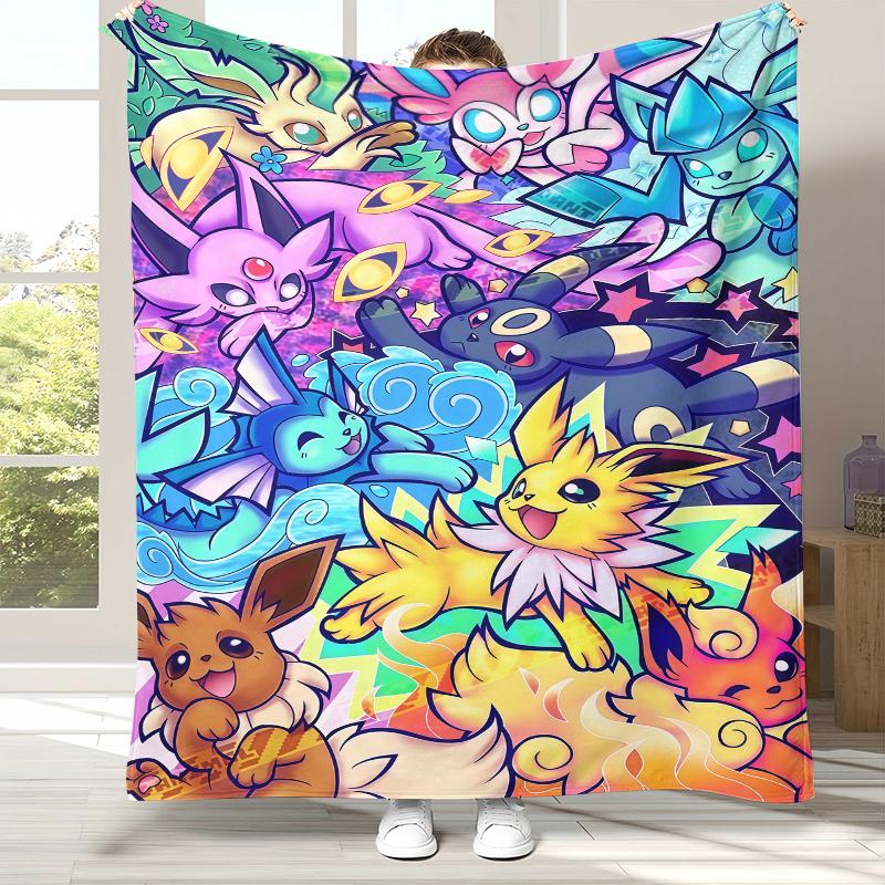 Kawaii Pokemon Pikachu Cartoon Flannel Blanket,Ultra Soft Warm Plush Throw for Home Bedroom Bed Sofa Cover Office Camping gift