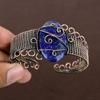 Natural Lapis Lazuli Gemstone Handmade Copper Wire Wrap Bangle Adjustable Y5n72