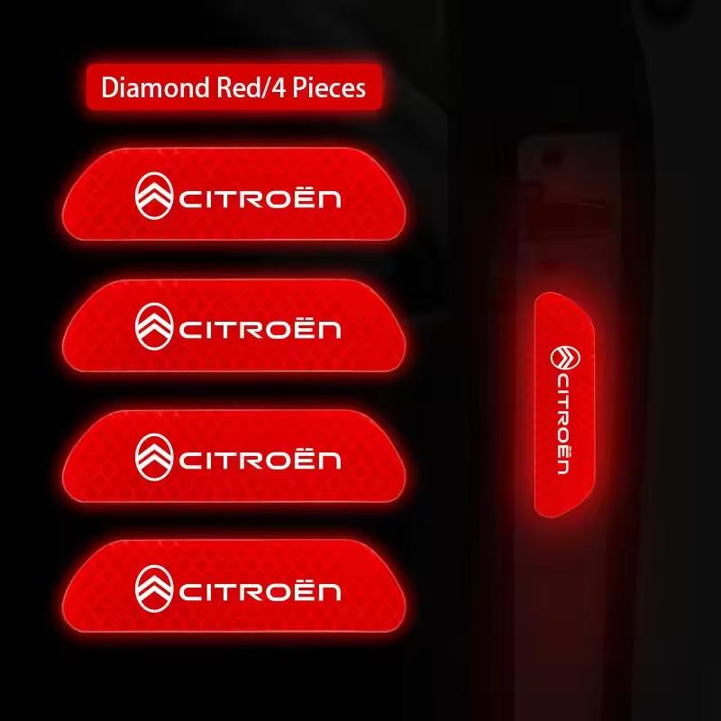 AJG2 4Pcs Car Door Sticker Safety Warning Reflective Mark For Citroen Picasso Jumper Cactus Saxo Jumpy C8 C-Elysee C15 C4L CelyseeC6