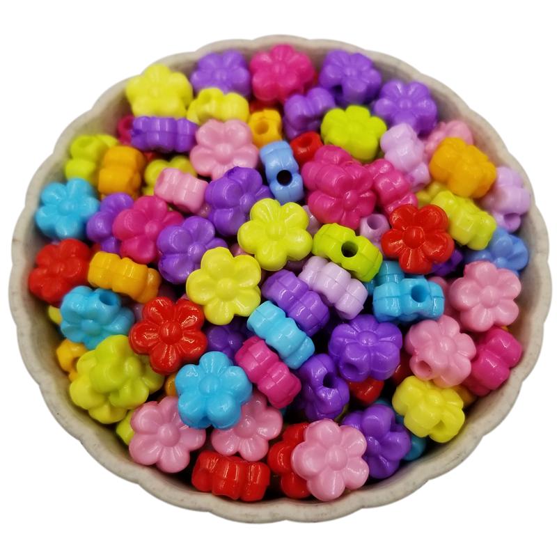 100 шт. 9 мм акриловые свободные бусины сплошной цвет DIY ювелирные аксессуары форма цветка ярких цветов ожерелье браслет кулон