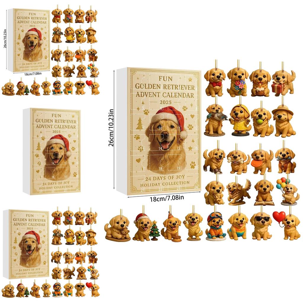 Dog Theme Christmas Advent Calendar With Acrylic Animal Figures For Holiday Gift Giving