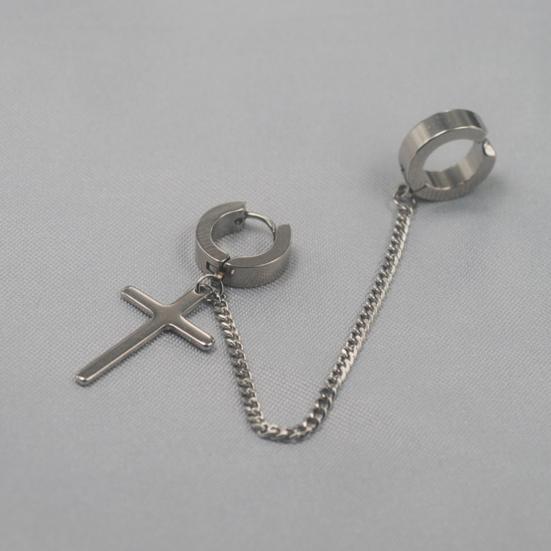 1 шт. серьги в стиле панк, изысканные украшения для ушей, винтажная цепочка, крутые ювелирные изделия, мужские серьги-манжеты с крестом