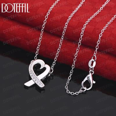 Ожерелье с подвеской в форме сердца из стерлингового серебра 925 пробы, 18 дюймов, модные свадебные украшения