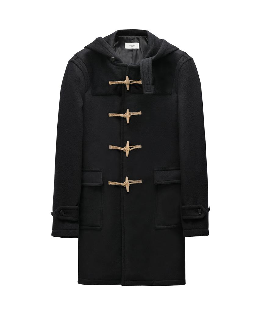 Rollingstudios Hooded Wool Felt Duffle Coat Black