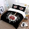 Red Rose and Sword Shield Design Bedding Duvet Cover Set Duvet Cover Pillowcases (1 * Duvet Cover 2 * Pillowcases, without duvet insert)