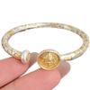 9999 Sterling Silver Hand-Painted Gold Chinese Open Bracelet with Auspicious Words for Women