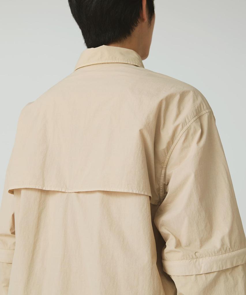 Snow Peak Garment Dyed Convertible Shirt Long and XL SH-25AU002, Sleeve, Men's Women's, IVORY,