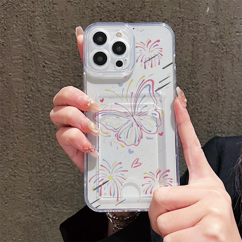 Силиконовый чехол-карман для карт для Oppo Reno 10 12 13 14 Samsung A16 A26 A36 Xiaomi Redmi Note 12 13 11 10 14 Прозрачный бампер для телефона