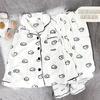 1011 Women's Pajamas Cute Polka Dot HelloKitt Winter Thickened Flannel Homewear Set