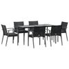 VidaXL Garden Dining Set 7 Pcs Cushions Wicker Steel 3186980