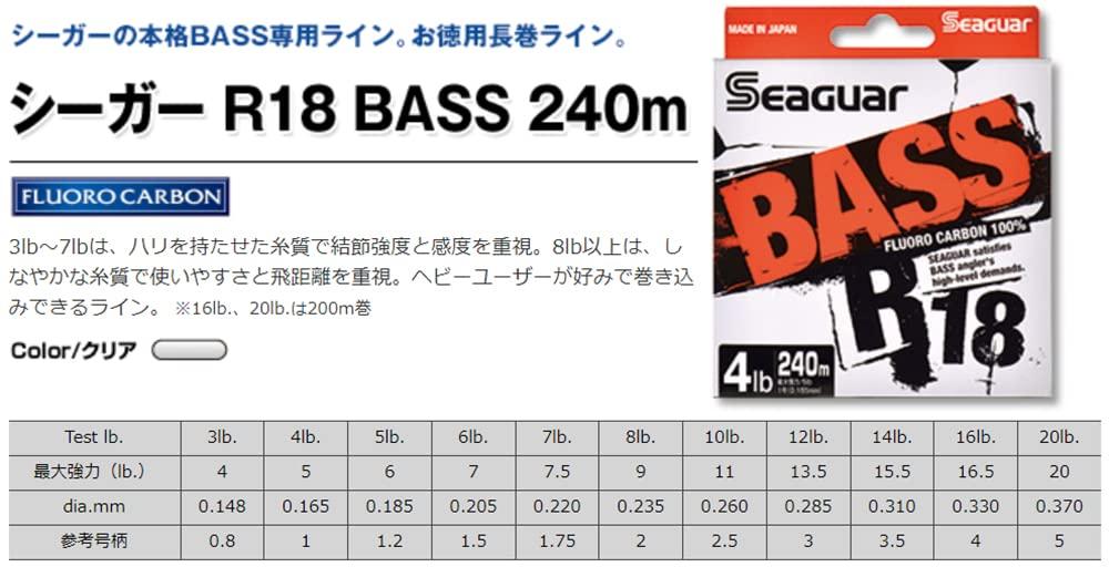 Seaguar R18 Bass Line, 240m, 12lb, Clear