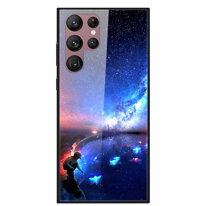 Для телефона Samsung Galaxy S22 Ultra 5G Чехол Закаленное Стекло Задняя Крышка Жесткий Чехол Для Samsung S22 Plus S 22 Capa Shell Funda Coque