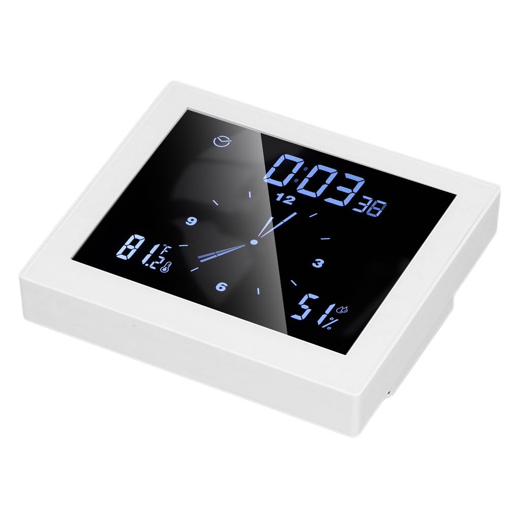 5-дюймовые настенные часы для душа с цифровым таймером, будильником, дисплеем температуры и влажности, водонепроницаемые для дома