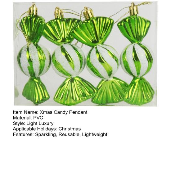 4 Pcs Christmas Candy Decorations Glitter Hanging Candy Ornaments Brightly Colored Candy Pendant for Xmas Tree Party Decor
