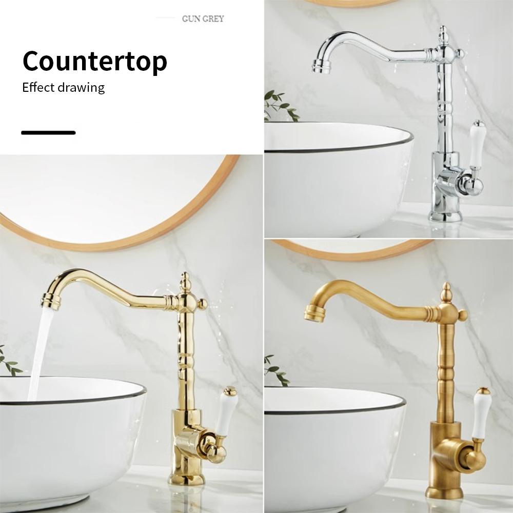 Kitchen Faucets Retro Industrial Style Gold Brass Crane Bathroom Faucets Hot and Cold Water Mixer Tap Torneira 9161