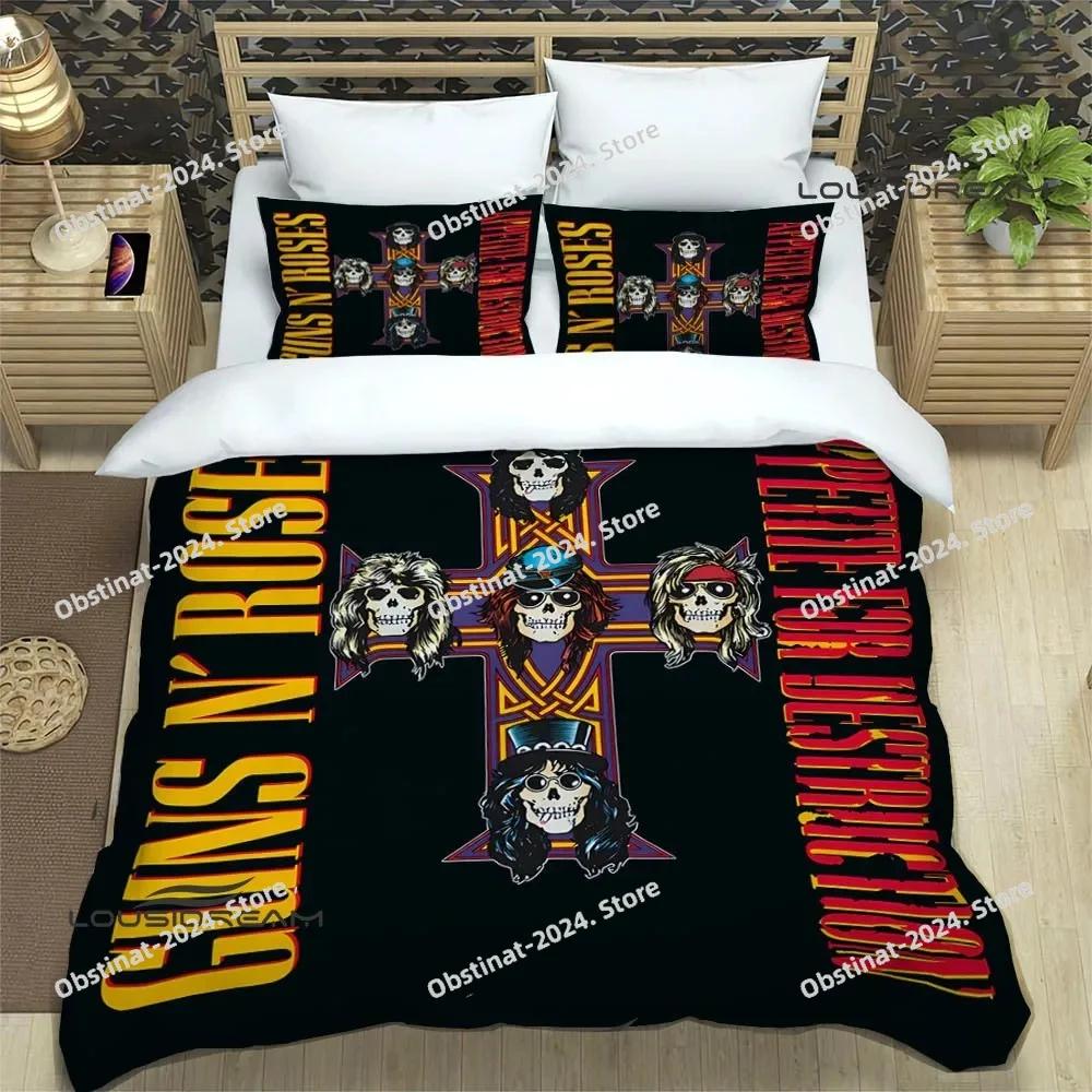 Новый комплект постельного белья Guns n'roses bplus ретро с принтом, включая наволочку, мягкое одеяло-пододеяльник, односпальный, двуспальный, queen, super king-размера