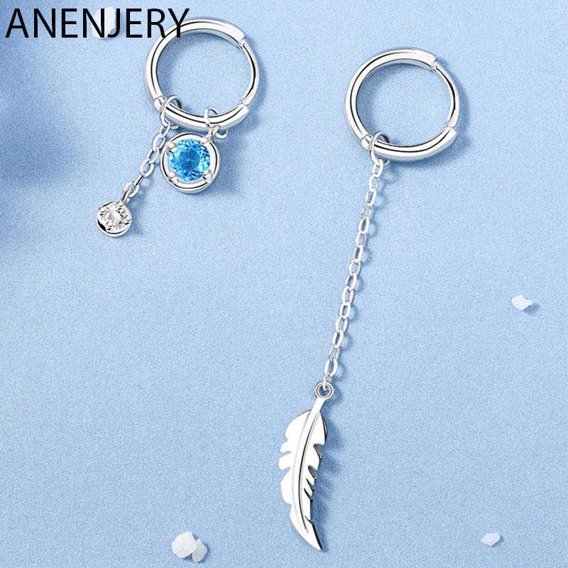 ANENJERY Серьги с перьями Женская мода Асимметричные серьги-кольца