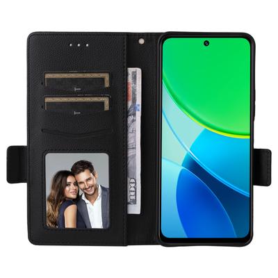 Чехол для vivo Y19s 4G/Y29 5G с ремешком на запястье, текстура личи, кошелек из ПУ кожи, чехол для телефона